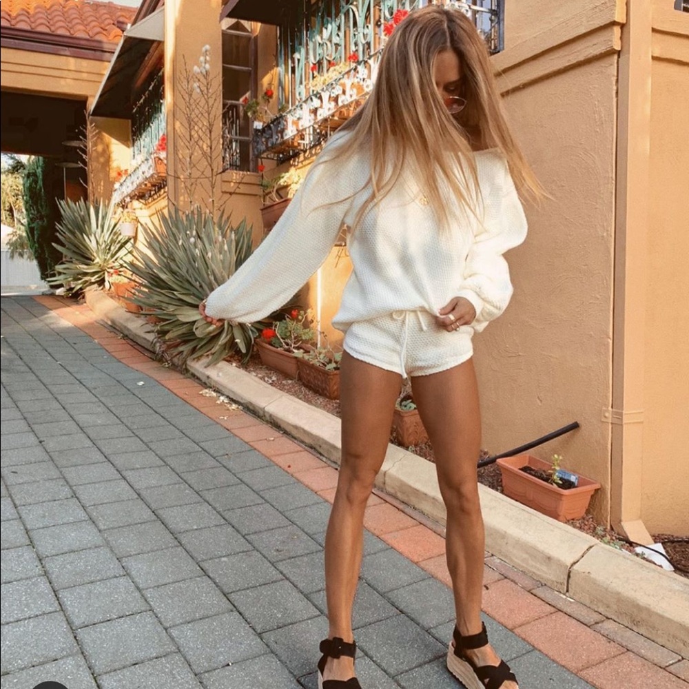 Matching cream colored knit set